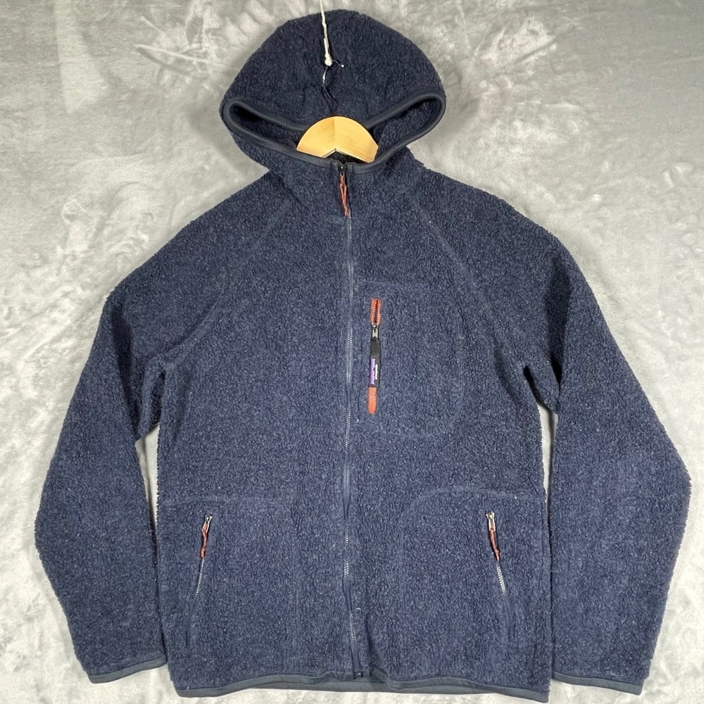 Patagonia Woolyester Fleece Hoody Mens Small Smolder Blue Full Zip Jacket 23250